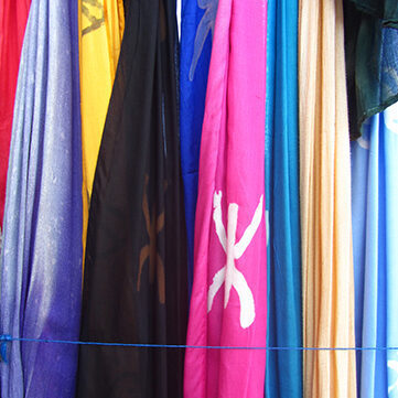 berber scarfs in many colors with berber symbol on it