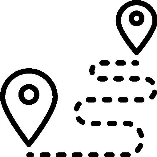 icon with starting point, a winding path and an end point